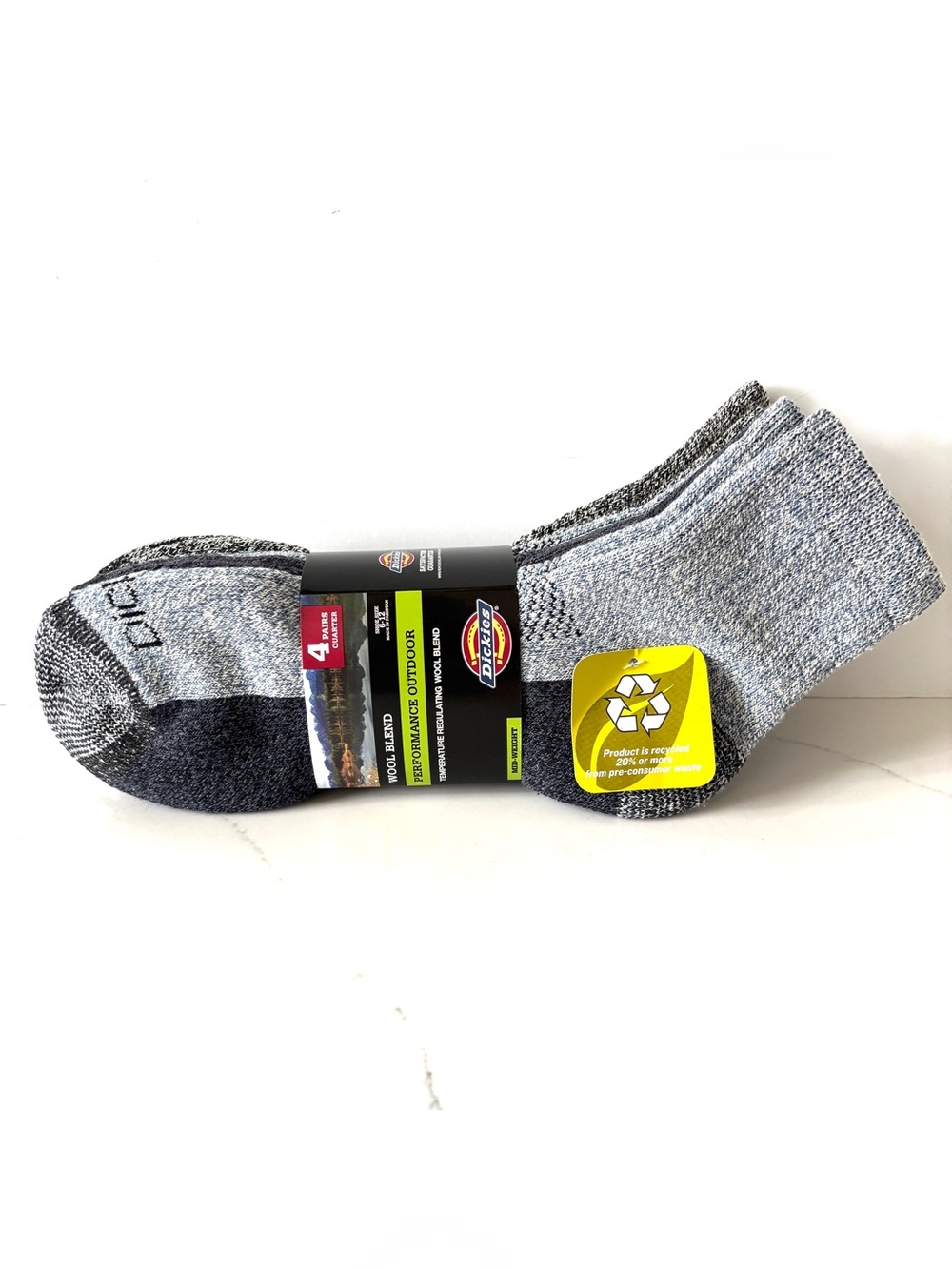 New Dickies wool mid weight performance quarter socks 4 pack size 6-12